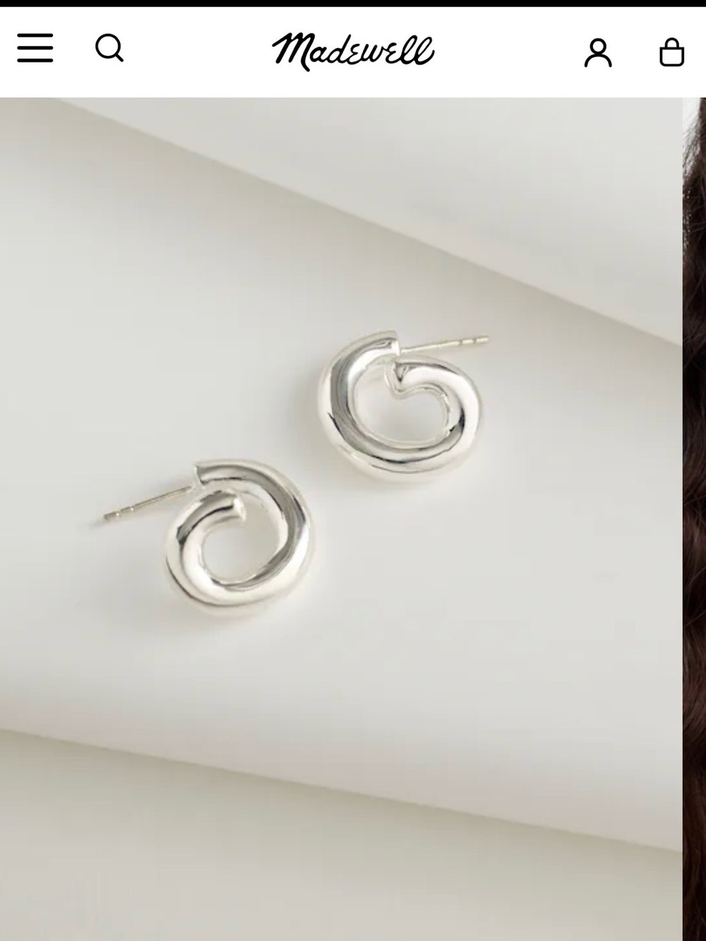 Madewell NWT Demi-Fine Silver Twisted Loop Earrings NW092